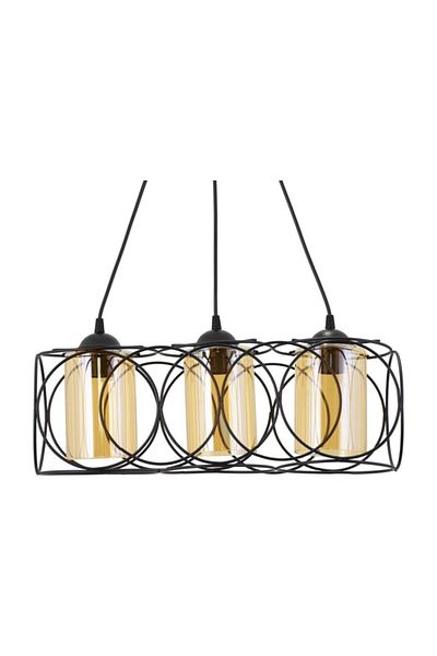 Lambadar Modern Sports Round Geometric Double Black Balcam Metal Pendant Lamp Chandelier