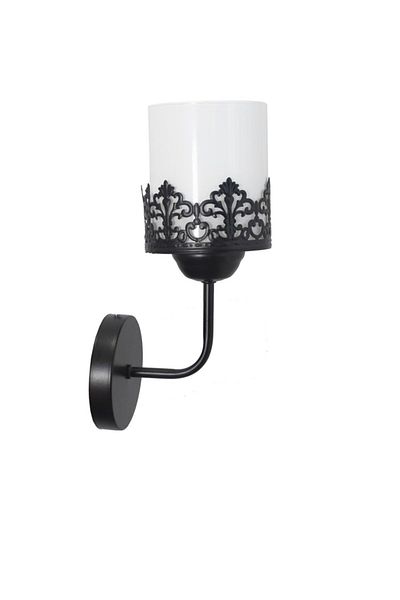 Lambadar Rustic Retro Modern Model Stylish Black Sconce with White Glass Crown
