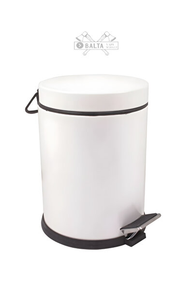 Maxiflow Pedallı Beyaz Çöp Kovası 5 Litre Paslanmaz Çelik Ev Ofis Banyo Mutfa...