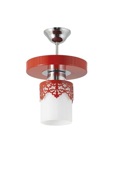 Lambadar Single Modern Sports Model Red Chandelier with Round Tray Crown