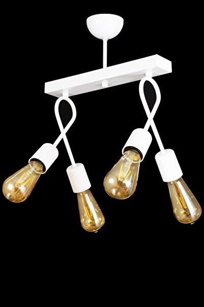 Lambadar Dörtlü Beyaz Çapraz Fiyonk Model Avize