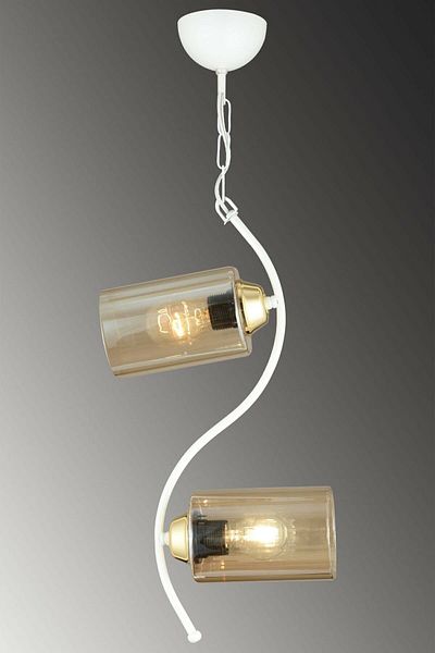 Lambadar Double Modern Pipe Glass Curved Model White Pendant Lamp Chandelier