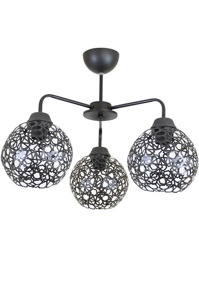 Lambadar Triple Seljuk Model Modern Black Plafonier Chandelier