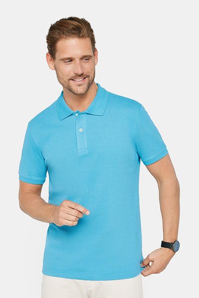 Tudors Ανδρικό μπλουζάκι Slim Fit Slim Fit 100% βαμβακερό απλό πικέ μπλε γιακά μπλουζάκι πόλο