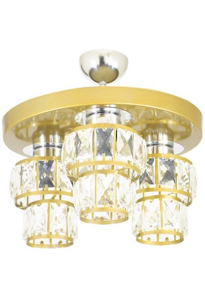 Lambadar Triple Luxury Crystal Stone Modern Sports Model Round Tray Antique Chandelier