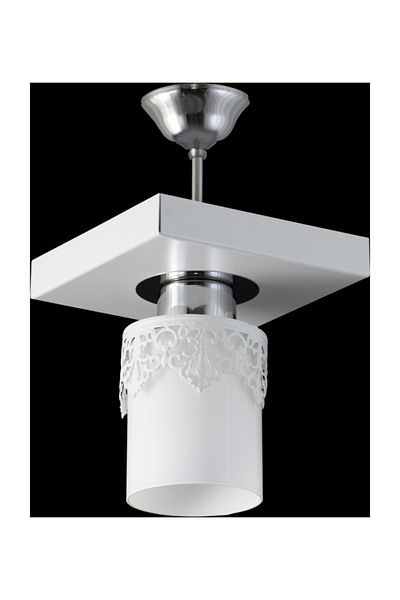 Lambadar Single Modern Sports Model White Chandelier with Square Tray Crown