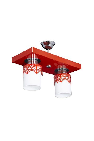 Lambadar Double Modern Sports Model Rectangular Tray Crown Red Chandelier