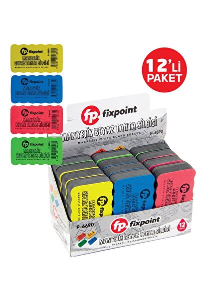Genel Markalar Manyetik Tahta Silgisi FixPoint P-6690 12li Stand
