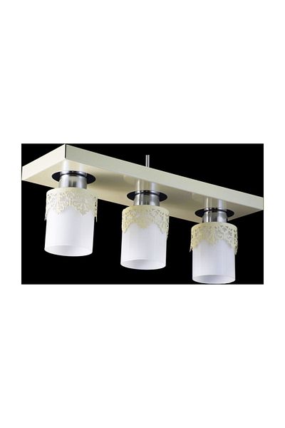 Lambadar Triple Modern Sports Model Rectangular Tray Crowned Cream Chandelier