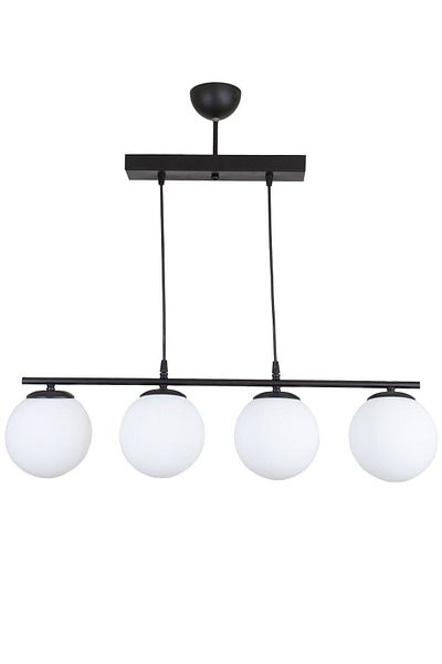 Lambadar Quadruple Black Model Modern Glop White Glass Chandelier