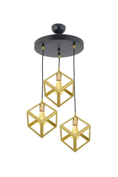 Lambadar Rustic Retro Model Geometric Pendant Lamp Metal Cube Chandelier