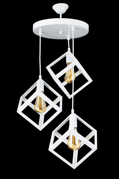 Lambadar Rustic Retro Model Geometric Pendant Lamp Metal Cube Chandelier