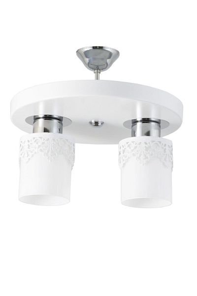 Lambadar Double Modern Sports Model White Chandelier with Round Tray Crown
