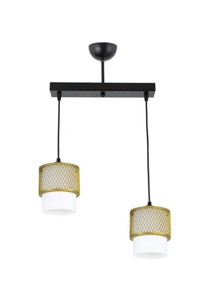 Lambadar Double White Glass Cage Model Modern Pendant Lamp Chandelier