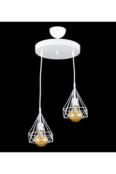 Lambadar Triple White Prism Model Pendant Chandelier