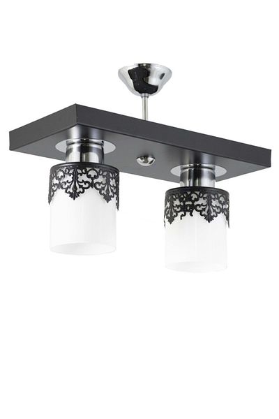 Lambadar Double Modern Sports Model Rectangular Tray Crowned Black Chandelier