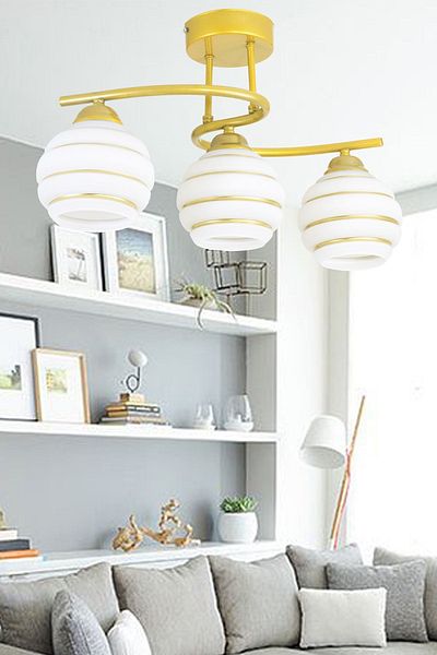 Lambadar Plafonier Modern S Model Gold Chandelier