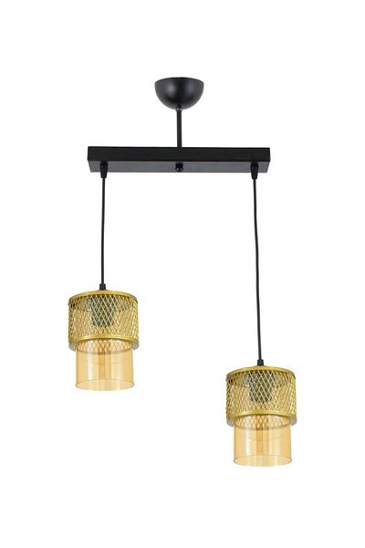 Lambadar Double Honey Glass Cage Model Modern Pendant Lamp Chandelier