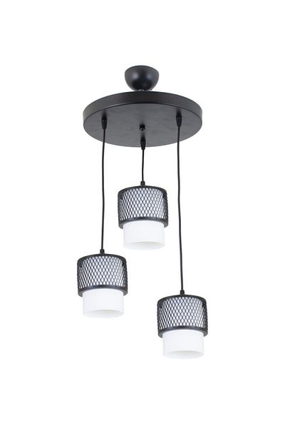 Lambadar Single White Glass Cage Model Modern Pendant Lamp Chandelier