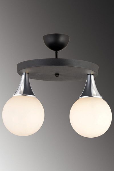 Lambadar Capella Model Black/chrome Double Modern Sports Round Glop White Glass Chandelier