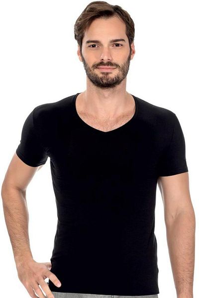ÖZKAN 6 Pieces of Özkan Men's Modal V-Neck Undershirt - Short Sleeve Undershirt 11143
