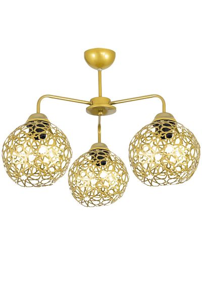 Lambadar Triple Seljuk Model Modern Gold Plafonier Chandelier