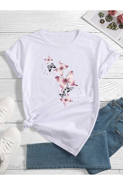 Mella&Co Tricou oversize din bumbac pieptănat pentru damă - Tricou imprimat