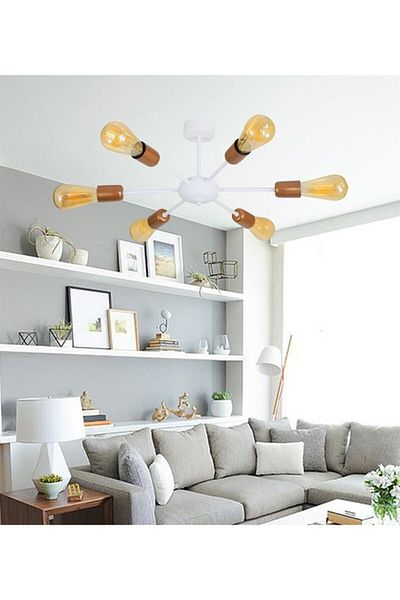 Lambadar Six Acrobat Model Plafonier Ceiling Mounted Chandelier