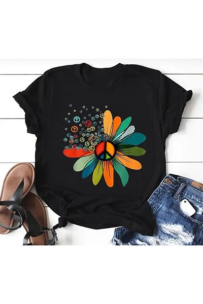 Elfa Tekstil Women's Black Oversize T-Shirt - Two Thread