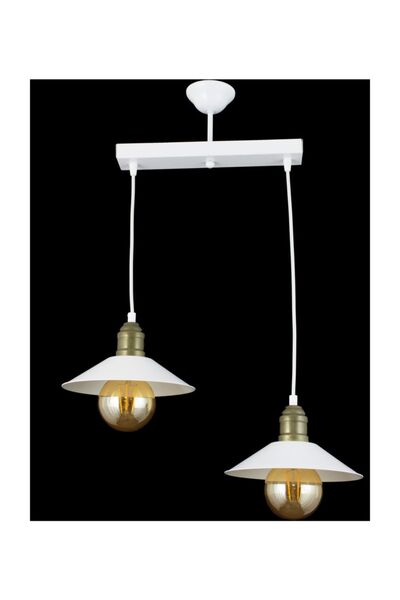 Lambadar Ikili Beyaz Retro Rustik Model Modern Metal Sarkıt Avize