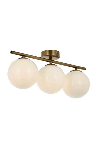 Lambadar Gold Triple Modern White Glass Plafonier Chandelier