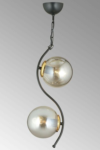 Lambadar Double Modern Globe Glass Curved Model Black Pendant Lamp Chandelier