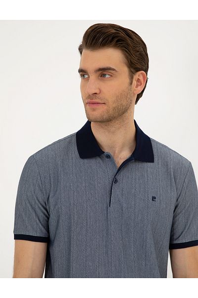 Pierre Cardin Ανδρικό μπλουζάκι με λαιμόκοψη VANDER Jacquard με λεπτή εφαρμογή