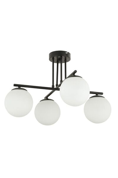 Lambadar Siyah Modern Spor Model Glop Beyaz Camlı Avize