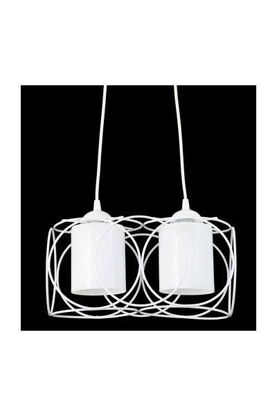 Lambadar Modern Sports Round Geometric Triple White White Glass Metal Pendant Lamp Chandelier