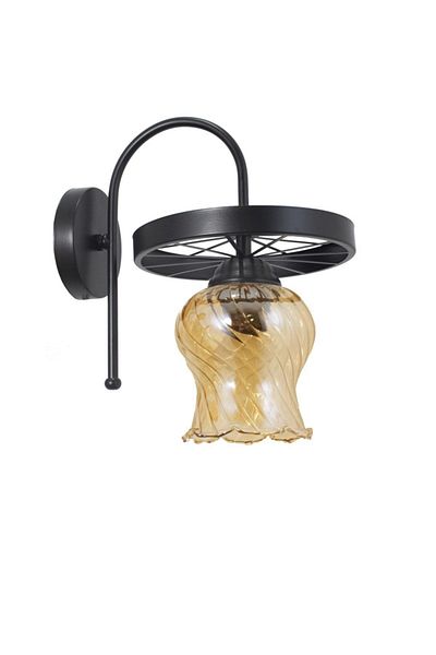 Lambadar Rustic Retro Modern Model Stylish Black Sconce Wheel Model Lettuce Glass