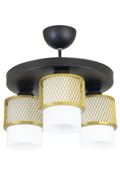 Lambadar Triple White Glass Cage Model Modern Plafonier Chandelier