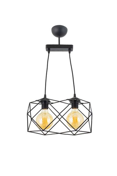 Lambadar Modern Sports Square Geometric Single Black Metal Pendant Lamp Chandelier