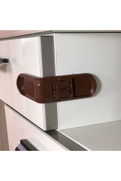 Evokids Double Button Drawer Lock Brown (1 Pc) Child Baby Lock