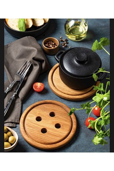 inwood Wooden Button Model 2-Piece Trivet Pot Mat