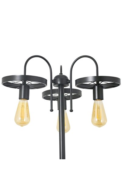 Lambadar Metal Şık Özel Tasarım 3 Lü Siyah Lambader