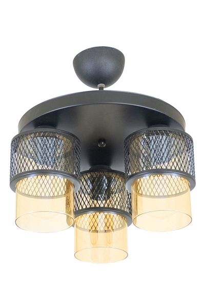 Lambadar Triple Honey Glass Cage Model Modern Plafonier Chandelier