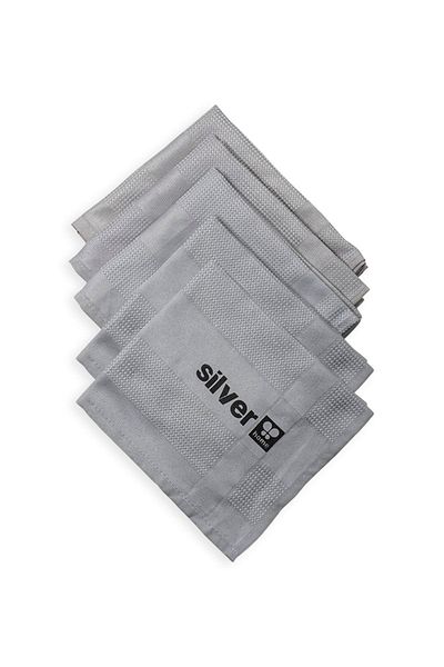 SİLVER HOME 5 Pieces Gray Microfiber Glass Cloth - Decorative