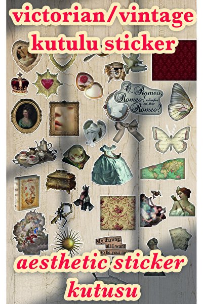 merccuri crafts Kutulu Vintage Sticker Seti Aesthetic 40 adet Bullet Journal ...