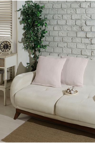 Lux Touch Κάλυμμα μαξιλαριού Lily Ecru 2 τεμαχίων με φερμουάρ - Μαξιλάρι 45 x 45 cm