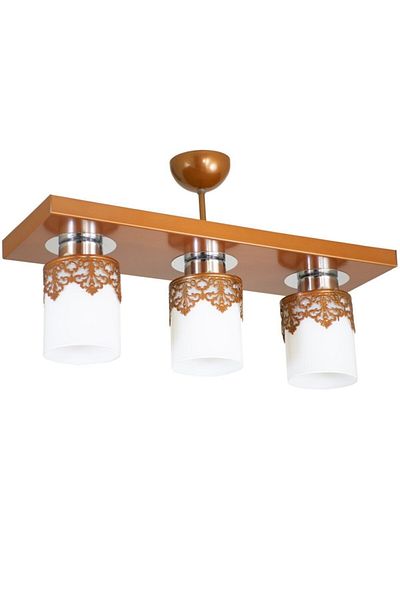 Lambadar Triple Modern Sports Model Rectangular Tray Copper Crown Chandelier