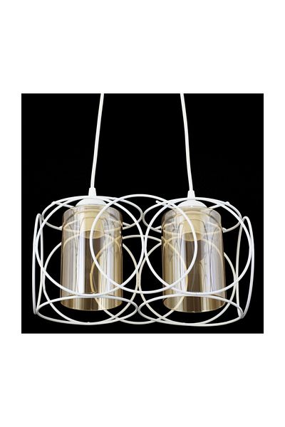 Lambadar Modern Sports Round Geometric Double White Balcam Metal Pendant Lamp Chandelier