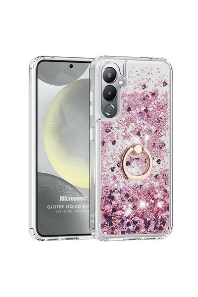 Microsonic TECNO Pova 4 Kılıf Glitter Liquid Holder Pembe