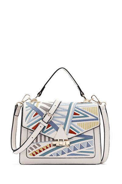 Derimod Цветна дамска чанта с дълги дръжки и принт