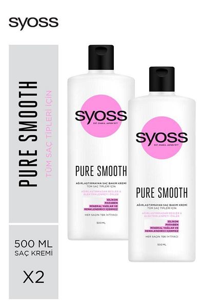 Syoss Pure Smooth Micellar Non-Weighting Conditioner 500ml Pack of 2